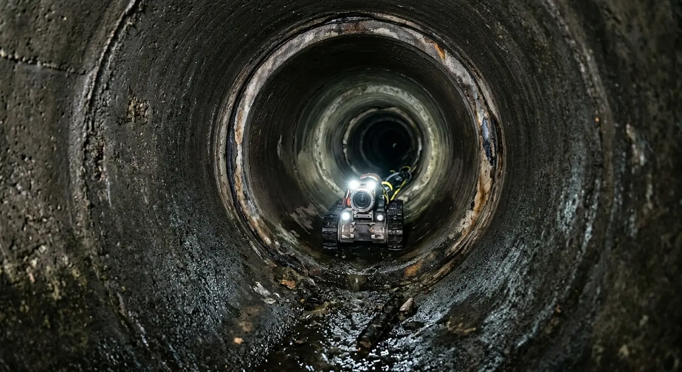 Robotic sewer camera inspecting pipe interior for Sewer Line Repair in Williamstown